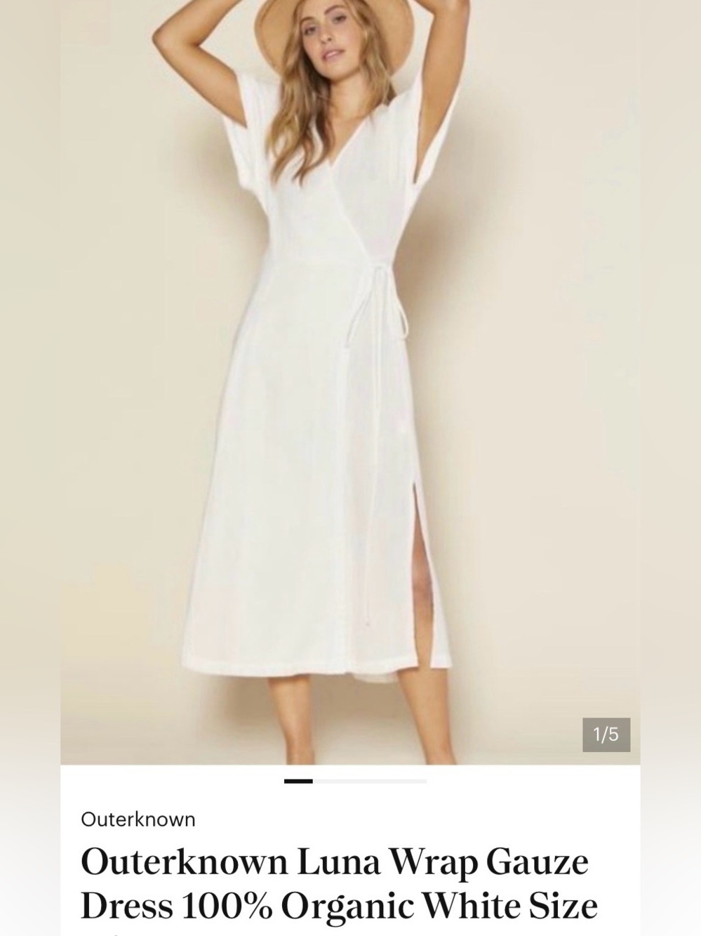 Outerknown White Midi Wrap Dress